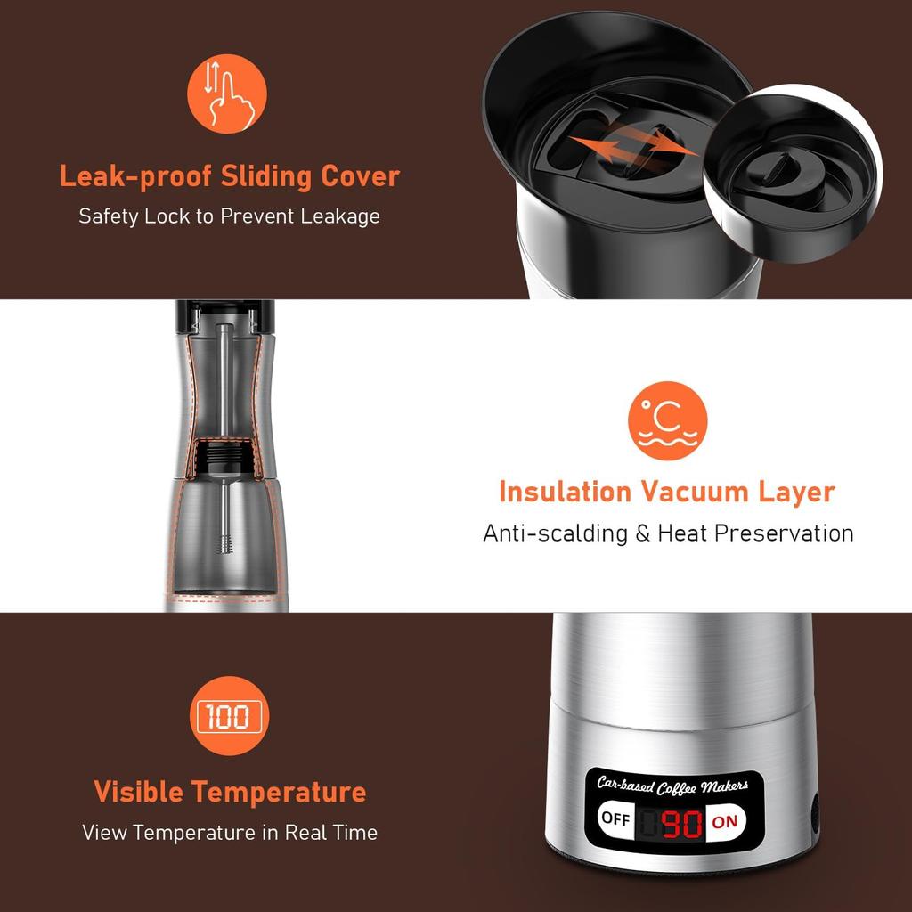 Портативная кофеварка 12 В/24 В компактная эспрессо-машина для вождения офиса дома со светодиодным экраном Быстрый нагрев Нагрев