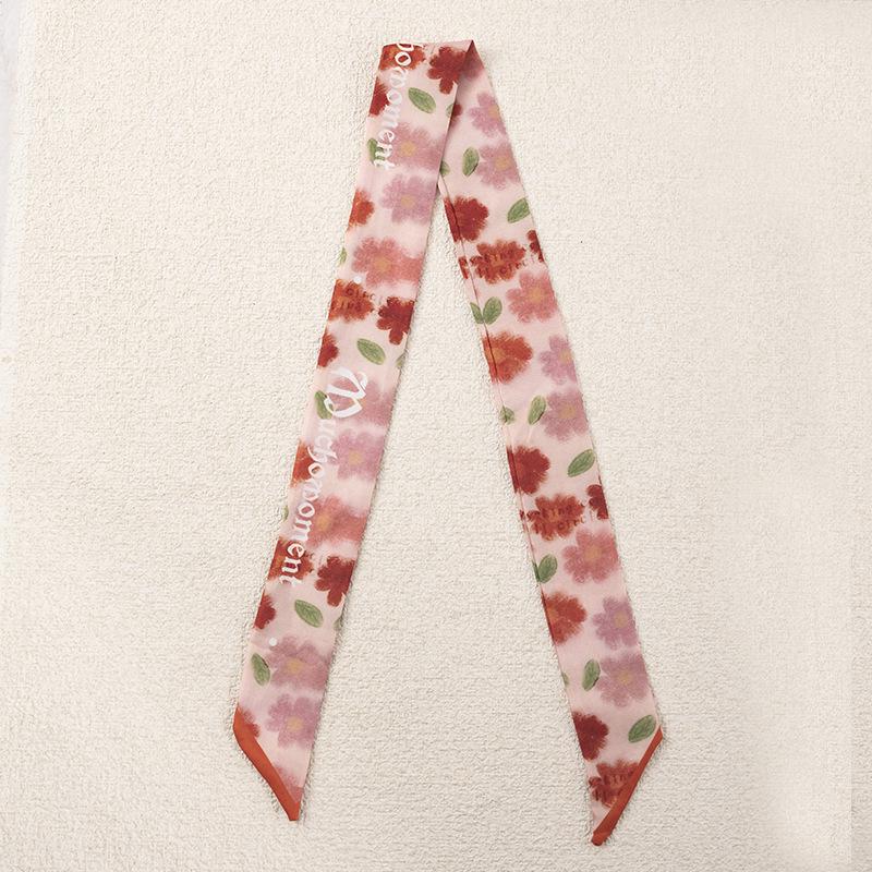 Женский весенне-летний шелковый платок-повязка на голову - Свежий оранжево-желтый шейный платок, резинка для волос, лента для ручки сумки