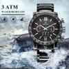 Megir Original Quartz Men Watch Stainless Steel Business Wrist Watches Clock Men Big Dial Waterproof Luminous Relogio Masculino