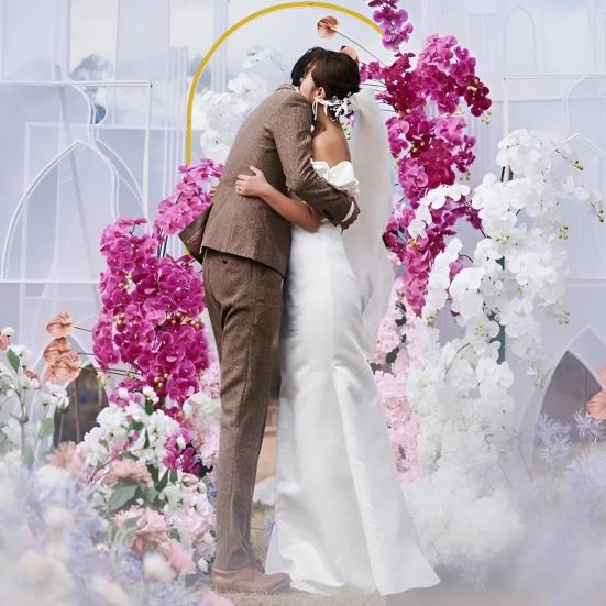 Metal Arch Backdrop Stand 4ft/5ft/6ft/6.6ft Gold Wedding Arch Stand Frame Flower Balloon Photography Arched Frame for Ceremony Birthday Party Baby