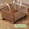 With Wheels Rolling Storage Basket Space Saving Movable Laundry Hamper Bathroom