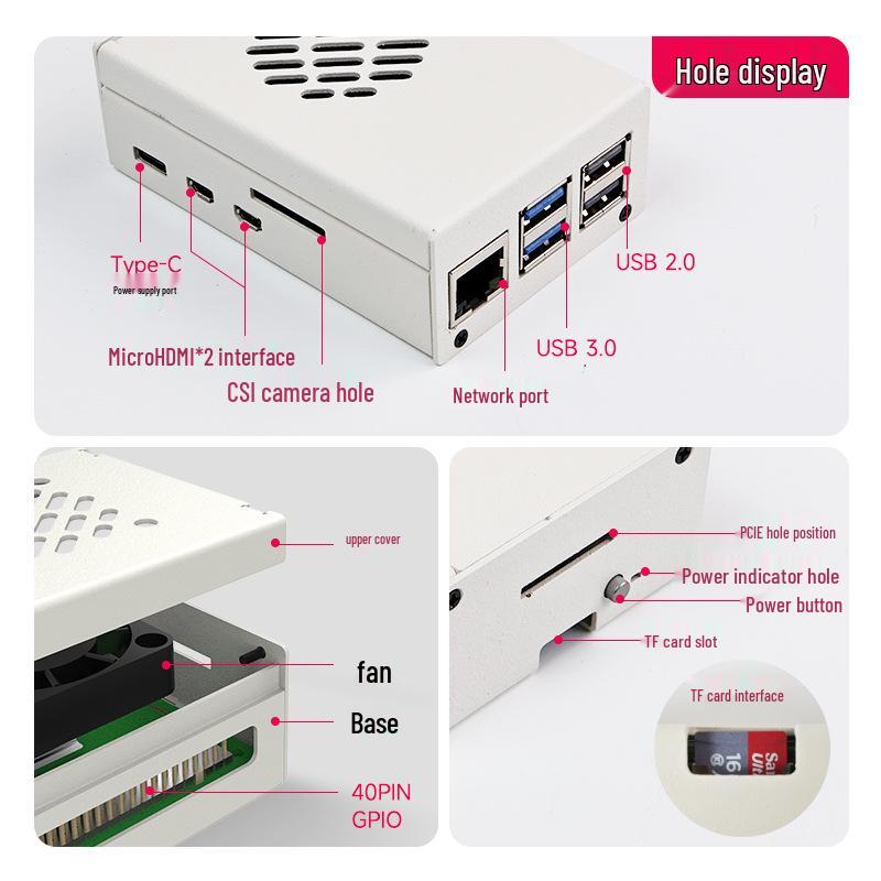 Металлический корпус для Raspberry Pi 5 с вентилятором и ШИМ-регулировкой скорости