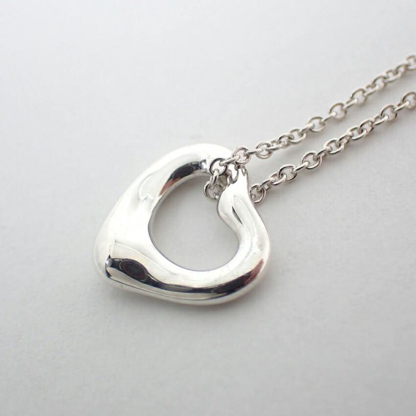 Pre-owned Tiffany & Co. Silver 925 Open Heart Pendant Necklace j56-10
