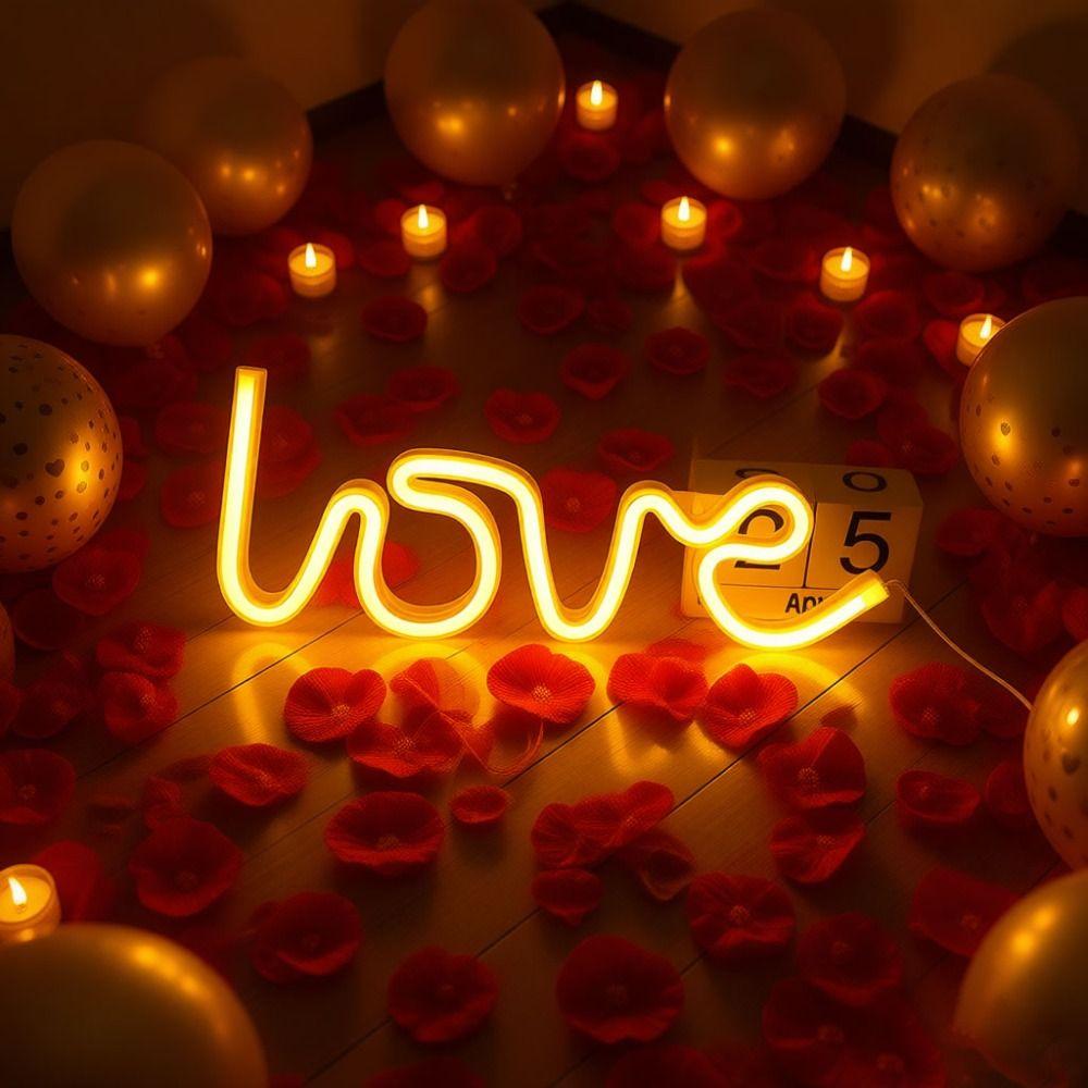 LED Atmosphere Light Love Shape Light Battery Powered Wall Lamp  Valentine's Day Gifts