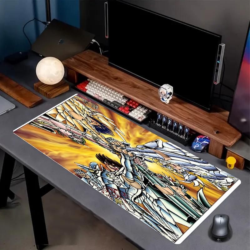Saint Seiya Print Mouse Pad, Anti‑Slip Desktop keyboard Mat, for PC Laptop Gaming Working Daily Use, Cool Festival Surprise Gift