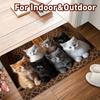 1 piece cat pattern non-slip polyester welcome floor mat