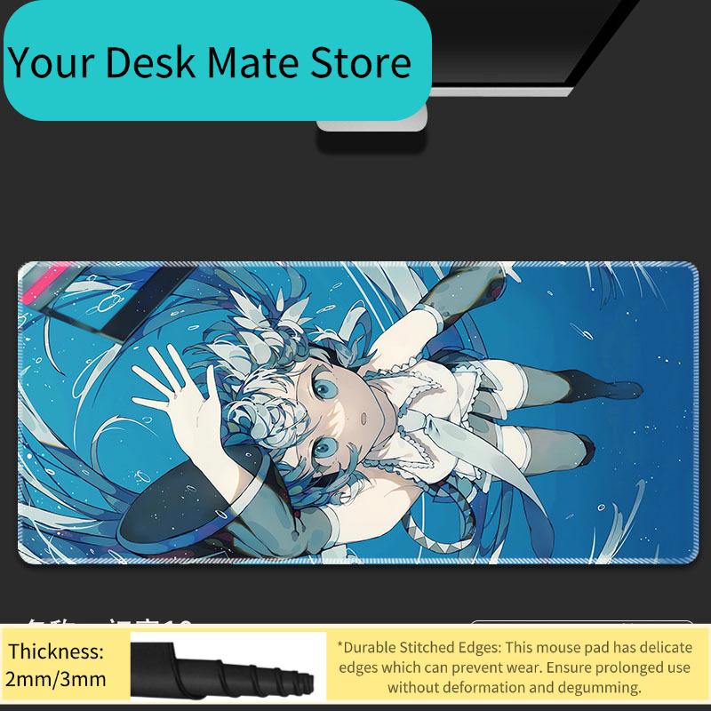 Игровой коврик для мыши Hatsune Miku Подводный Аниме Расширенный Большой Нескользящий Защита от грязи Настольный коврик