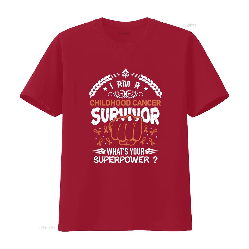Childhood Cancer Survivor T Shirt Comfortable Made in USA S 5XL Whats Your Superpower vintage Washed streetwear Stretched