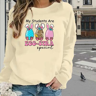 Топы для женщин Resurrection Rabbit Festival Print Round Neck Футболка с длинным рукавом Осенний повседневный тонкий пуловер Женский топ с длинным рукавом