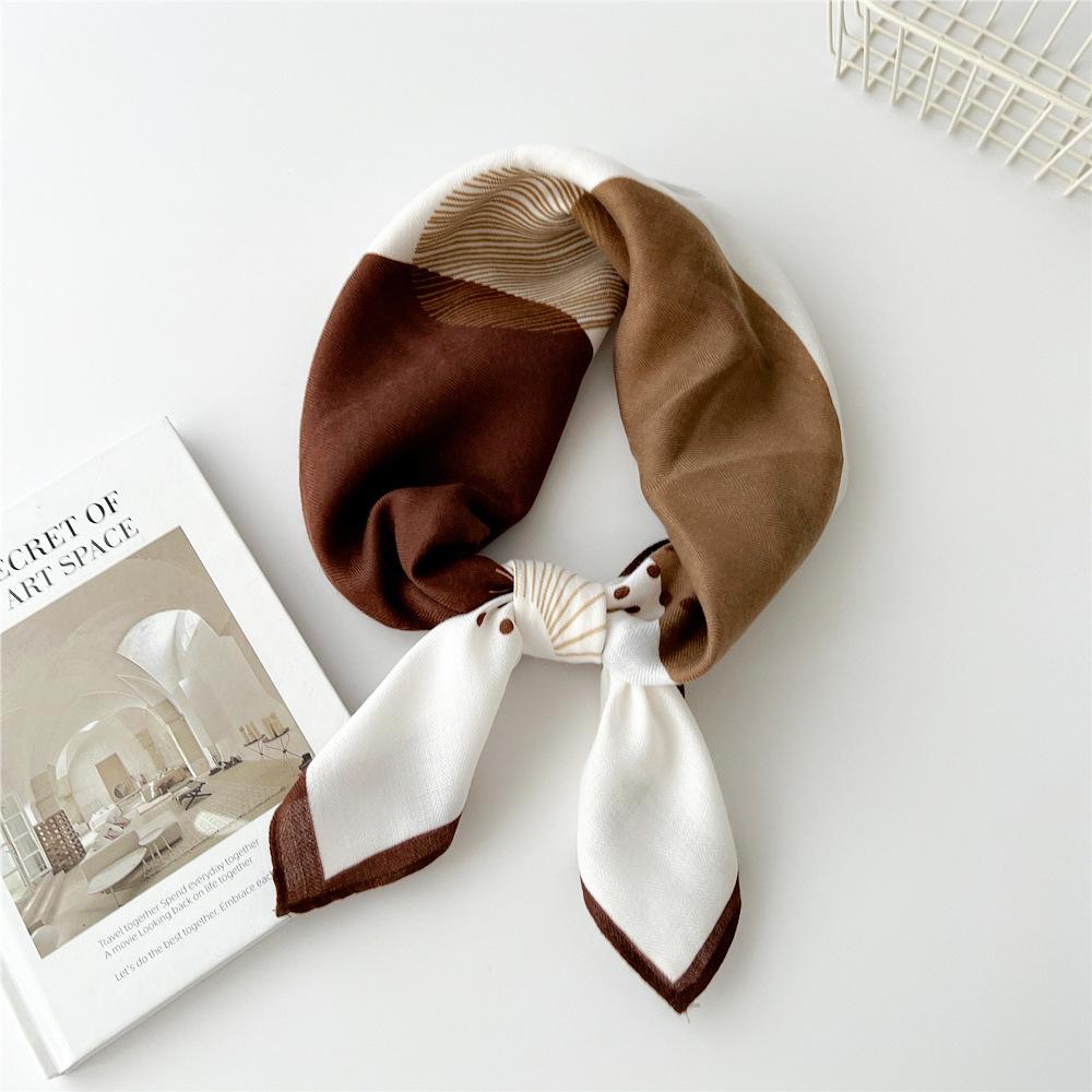 65 Fashion Style Cotton And Hemp Small Square Scarf For Women'S Professional Decoration Scarf Dual Use Shawl Outer Wear Spring And Autumn Scarf