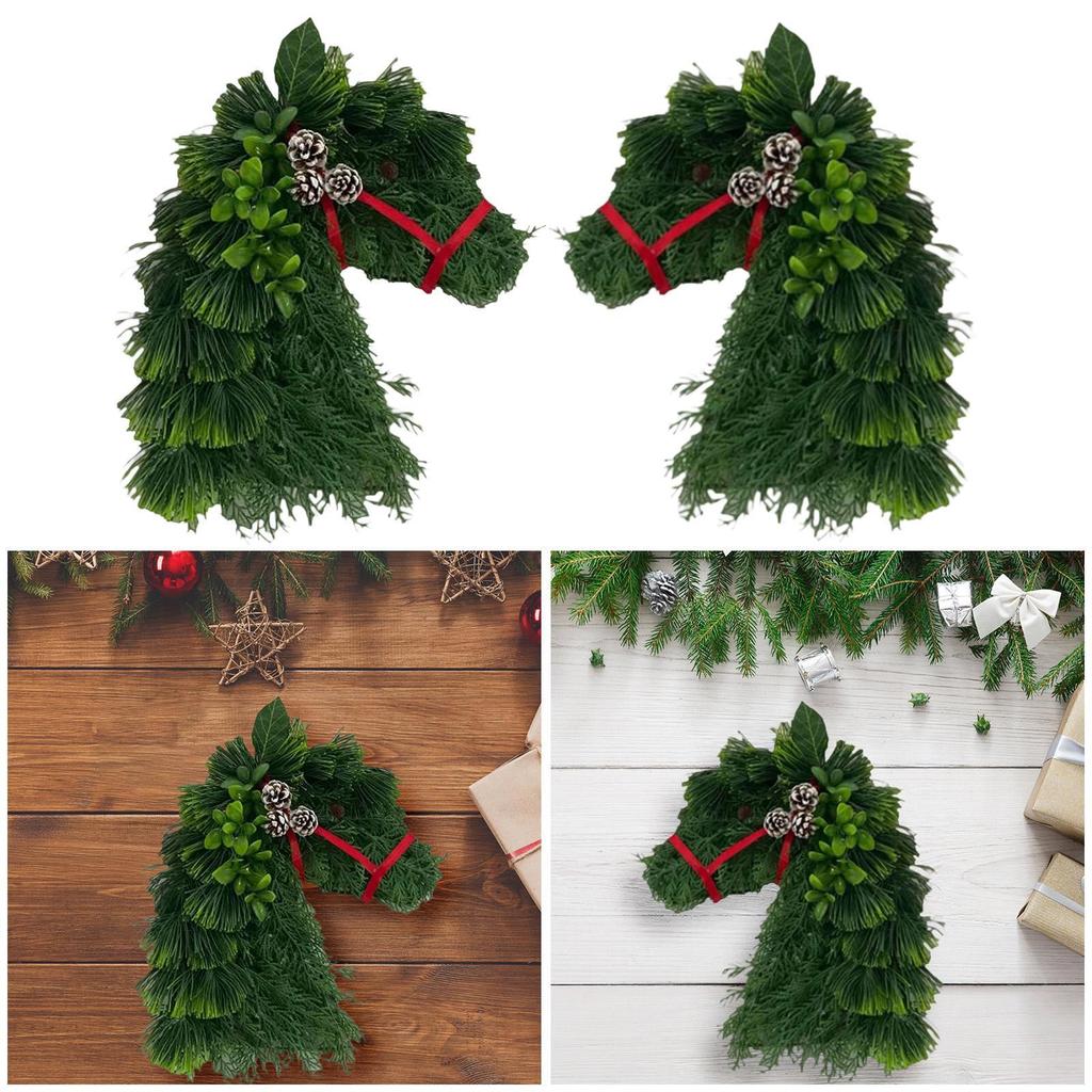 Front Door Wreath Plastic Holiday Garland Festival Ornament for Christmas Home Entrance Decor
