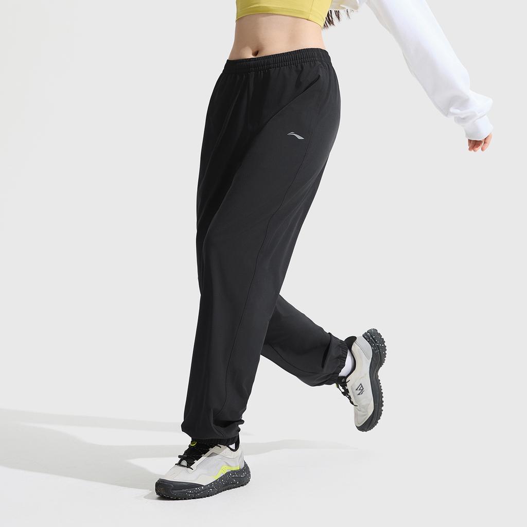 Li Ning Fitness Series Casual Comfortable Versatile Sports Long Pants Women Bottoms Black AYKV488-1