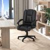 Desk Chair, PU Leather Office Chair with Adjustable Height and Swivel Wheels, for Home Work Study, Black