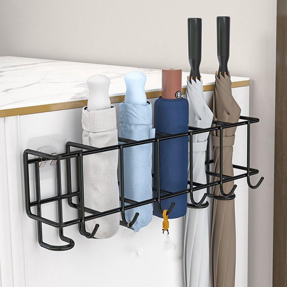 4/6 Grids Umbrella Storage Rack Metal Umbrella Holder Practical Bag Key Storage Holder Bathroom