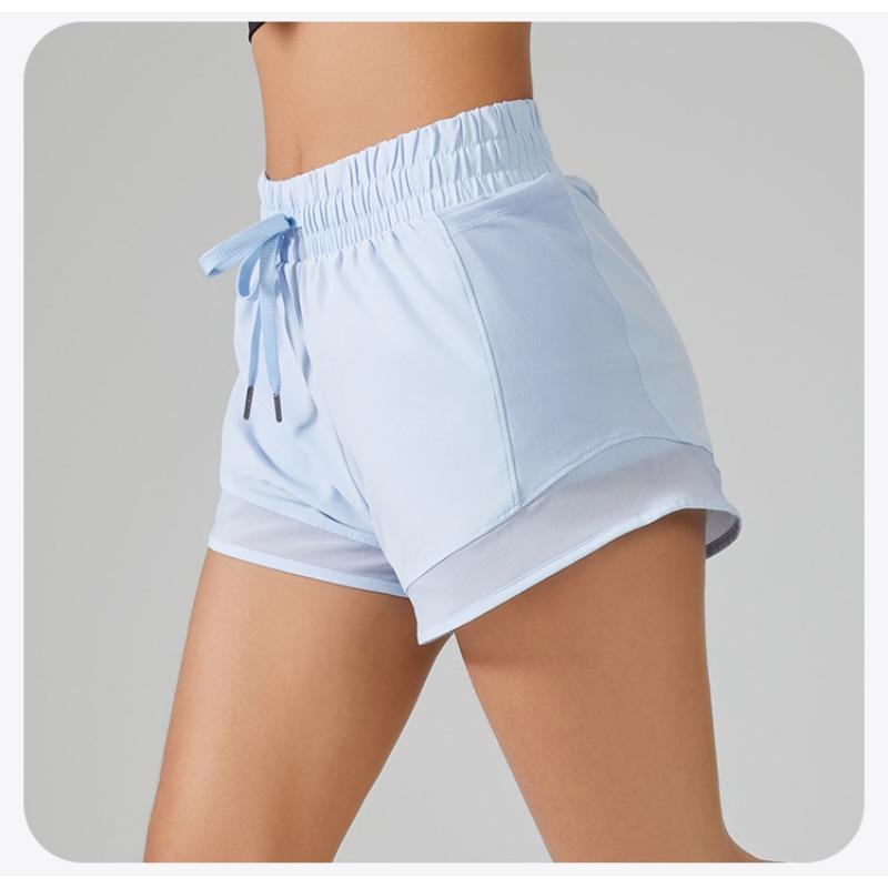 Женские летние поддельные спортивные шорты из двух частей с высокой талией, свободные антибликовые брюки для фитнеса