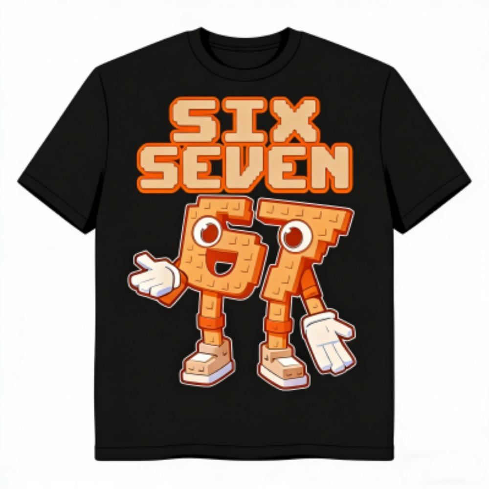 Summer Fashion Cartoon 67 Print Men's T-Shirts Summer Street Short-Sleeve Outdoor Casual Clothing for Men's and Women's Tees Top