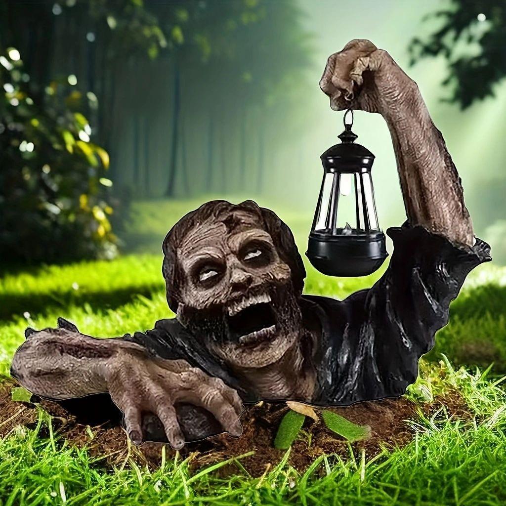 Хэллоуин Зомби Фонарь Ремесленные изделия из смолы Декор для атмосферы ужаса Скульптура Внутренний Наружный Двор Бар Дом с привидениями Декор Реквизит