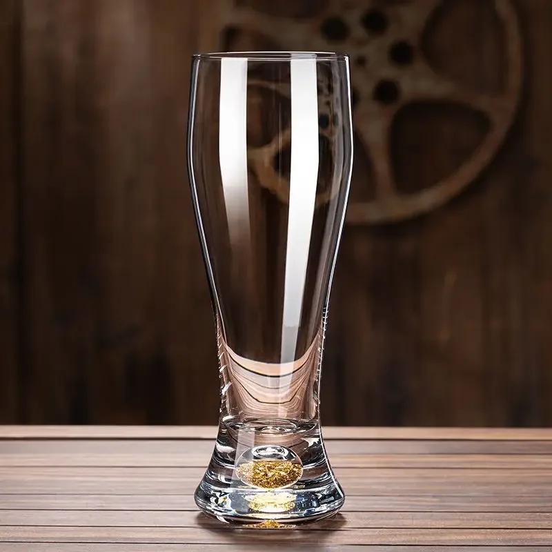Пивная кружка из золотой фольги, эффектная, большая емкость, хрустальное стекло, бытовая прозрачная пивная кружка, креативный утолщенный набор бокалов для вина