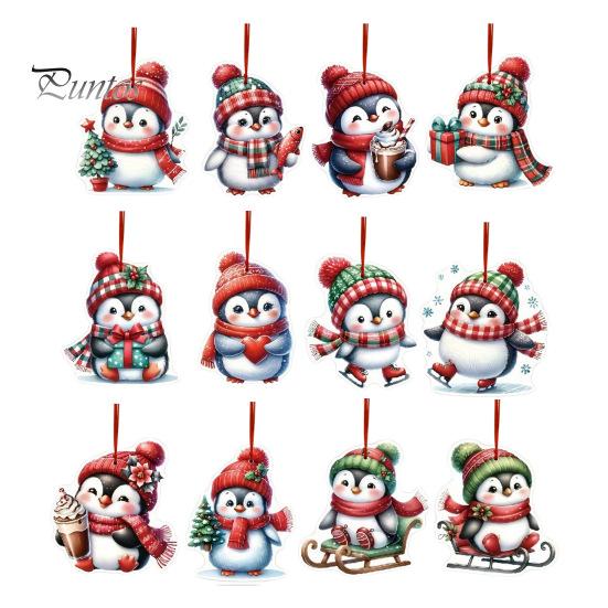 12/24/36 шт. Рождественские украшения деревянные мультяшные пингвины украшения для рождественской елки подвесные бирки для праздничного домашнего декора