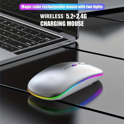 Беспроводная мышь RGB Перезаряжаемая 2.4 ГГц Bluetooth Мыши Беспроводная компьютерная мышь Светодиодная подсветка Эргономичная игровая мышь Для ПК Ноутбуков