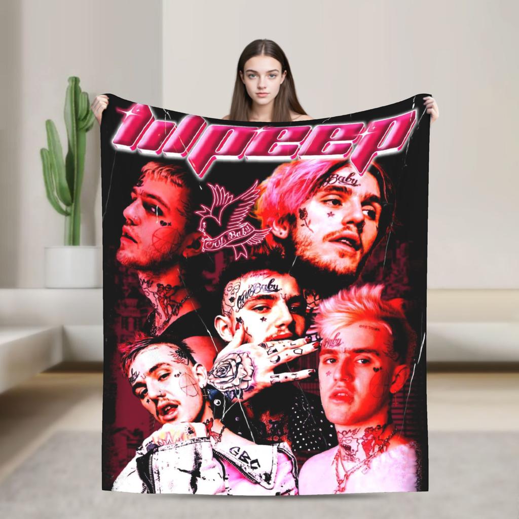 Плед Lil Peep Love Теплый Забавный Плюшевый Плед для Путешествий на Открытом Воздухе Самолете Фланелевая Постельная Покрывало Покрытие для Кровати