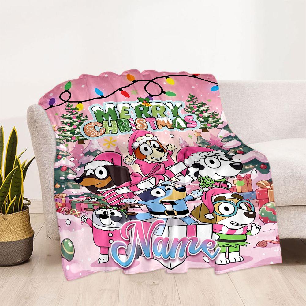 Christmas Friends Celebration Personalized Name Blanket Lightweight Customizable Blanket Comfortable Great for Chair Bed Sofa Living Room