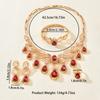 Fashionable and Exaggerated Diamond Studded Red and Black Water Droplet Necklace, Earrings, Rings, Bracelets, Four Piece Set