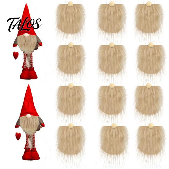 Gnome Beard Set 12Pcs And Nose Kit, DIY Christmas Craft Supplies with Reusable Polyester Fur Plush Beards Wooden Ball Noses for Doll Making,