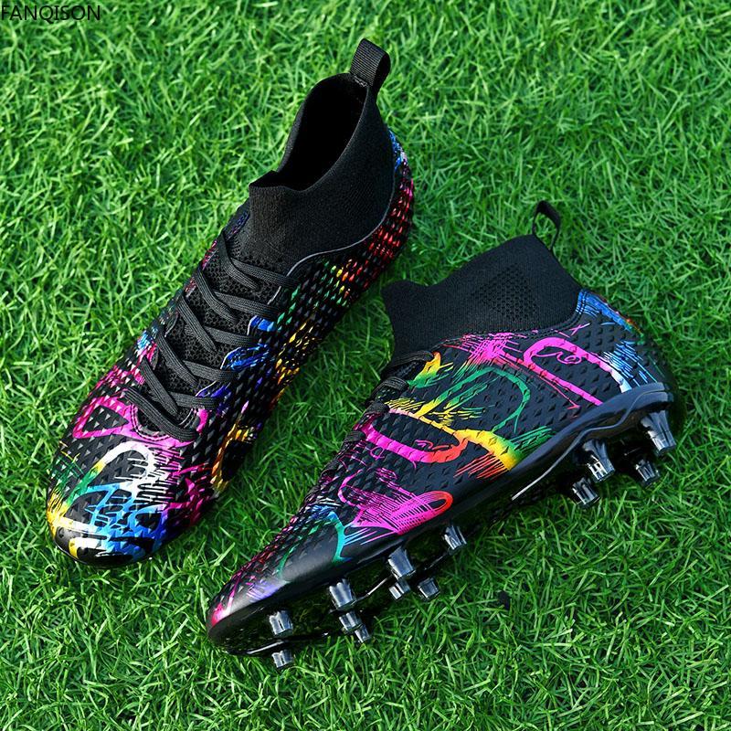 31-46 Children Graffiti Football Boots High-quality Artificial Lawn Socks Outdoor Men's Long Nail Sports Football Boots