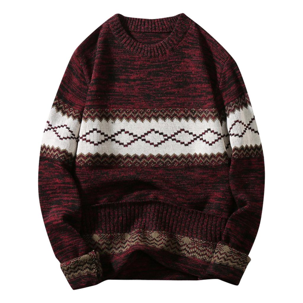 Модный повседневный мужской свитер с длинным рукавом и круглым вырезом, свободный пуловер