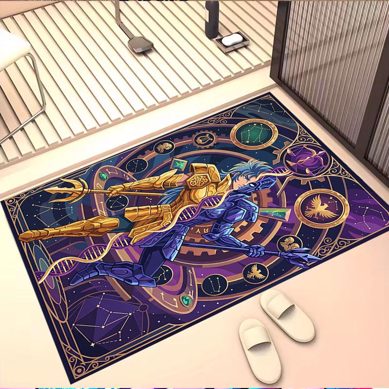 Saint Seiya Print Rug, Washable Floor Carpet, For Entryway Dorm Laundry Room Office Study, Home Decor Birthday Christmas Gift