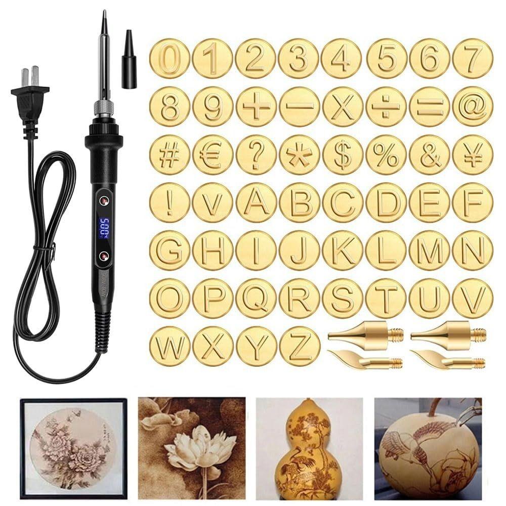 Набор наконечников для выжигания по дереву с внутренним нагревом, набор для тиснения по дереву с алфавитным набором для резьбы, штамп с буквой для выжигания по дереву