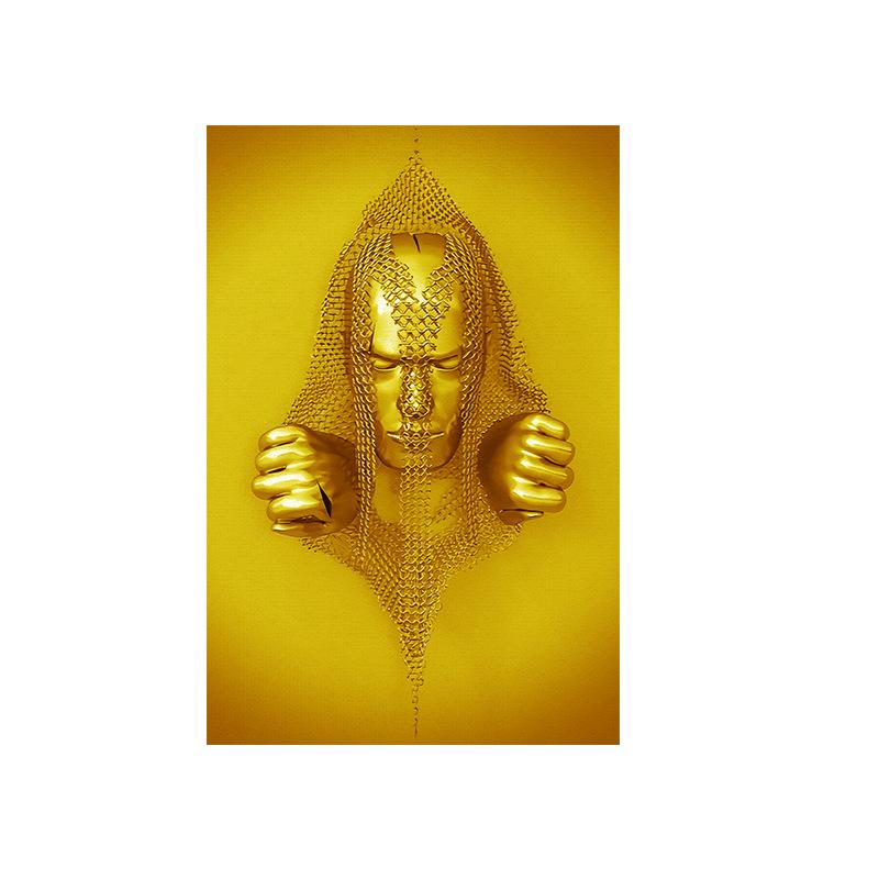 Абстрактная металлическая фигура, статуя, 3D-просмотр, художественные постеры и принты, современные любители, скульптура, холст, картины, настенные художественные украшения,