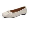 2024 Fashion Solid Color Square Toe Women's Shoes Spring and Autumn Shallow Mouth Slip-On Versatile Pleated Flat Women's Shoes