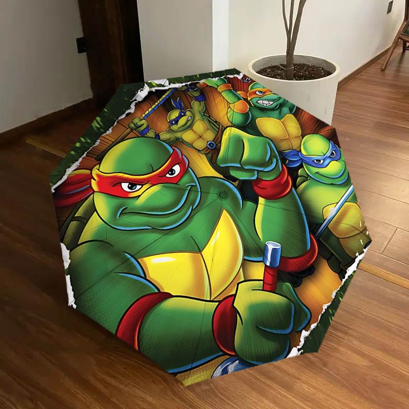 1pc Turtles Automatic Umbrella | Portable Foldable 8-Rib Manual Open, Cute Halloween & Christmas Gift for Outdoor, Casual Accessory, Durable Canopy yy