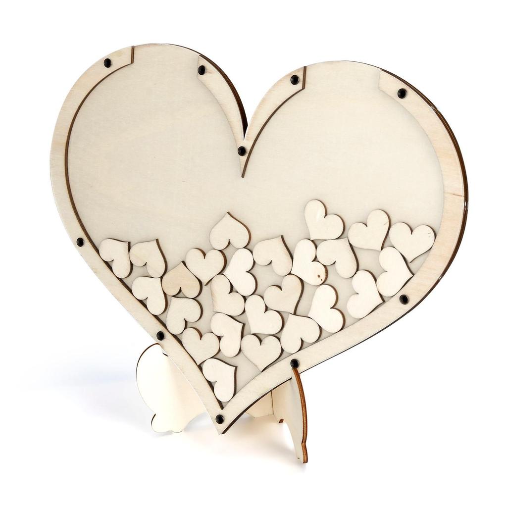 Wedding Guest Book Personalized Wooden Hearts Rustic Wedding Decorations