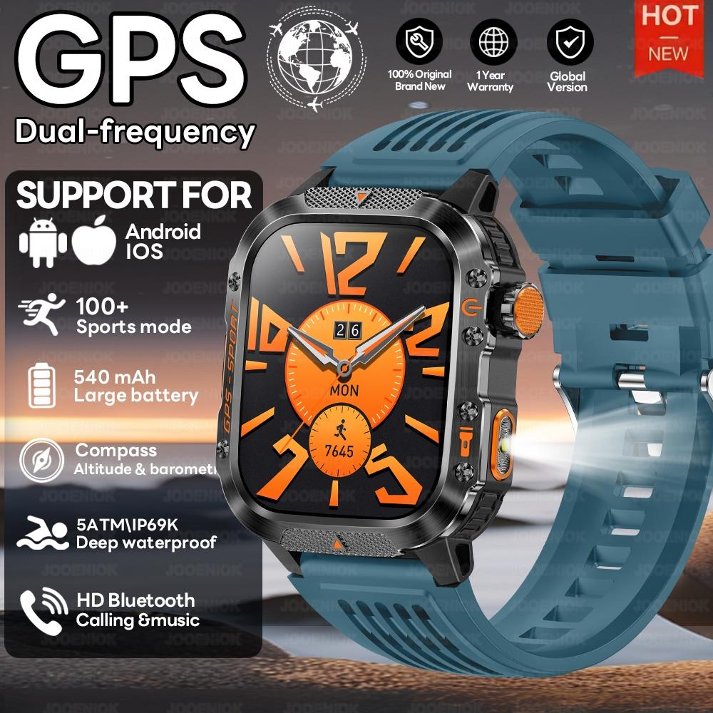 Новые спортивные смарт-часы с двухдиапазонным спутниковым GPS для мужчин, AMOLED HD-экран, пульсометр, компас, водонепроницаемость 10 ATM, для плавания