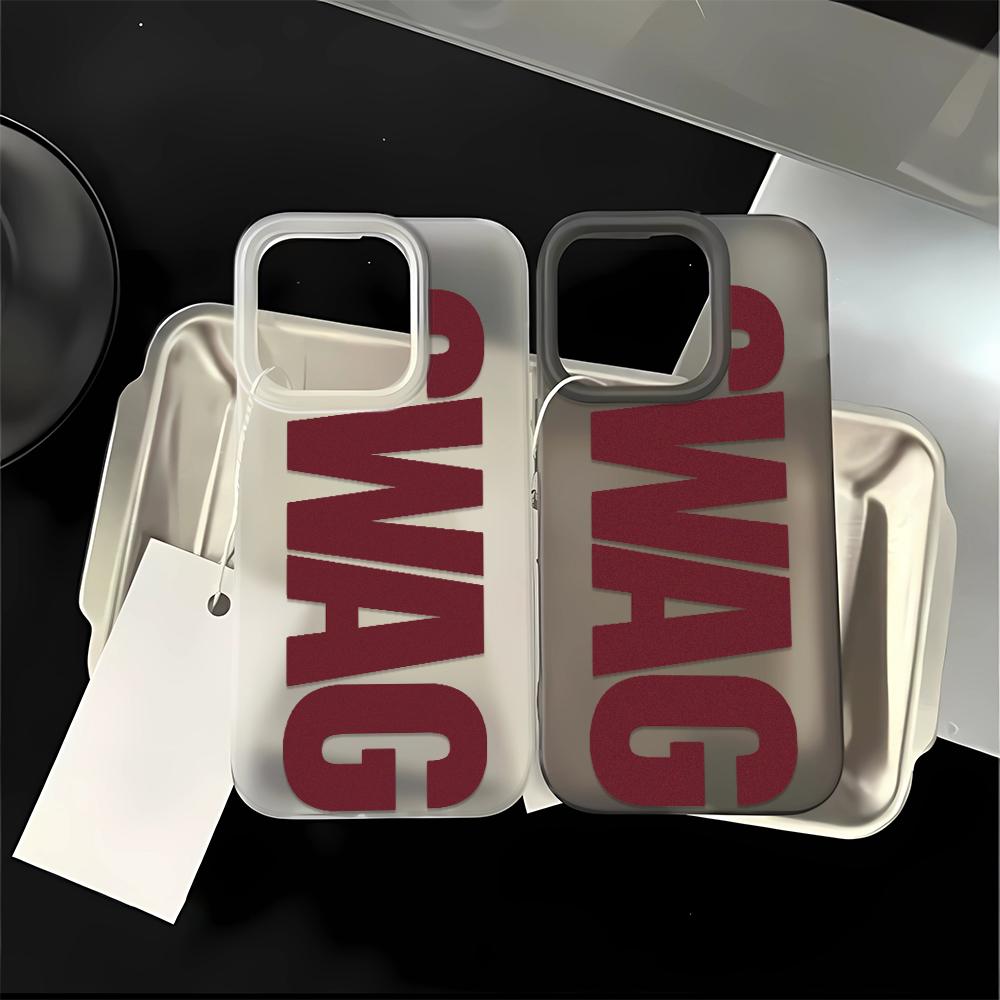 SWAG Дизайн с красным шрифтом Чехол для телефона Для IPhone 17 16 15 14 Pro 13 12 11 Max Plus 7 8 Plus 2020 Ударопрочный Мягкий Силиконовый Чехол