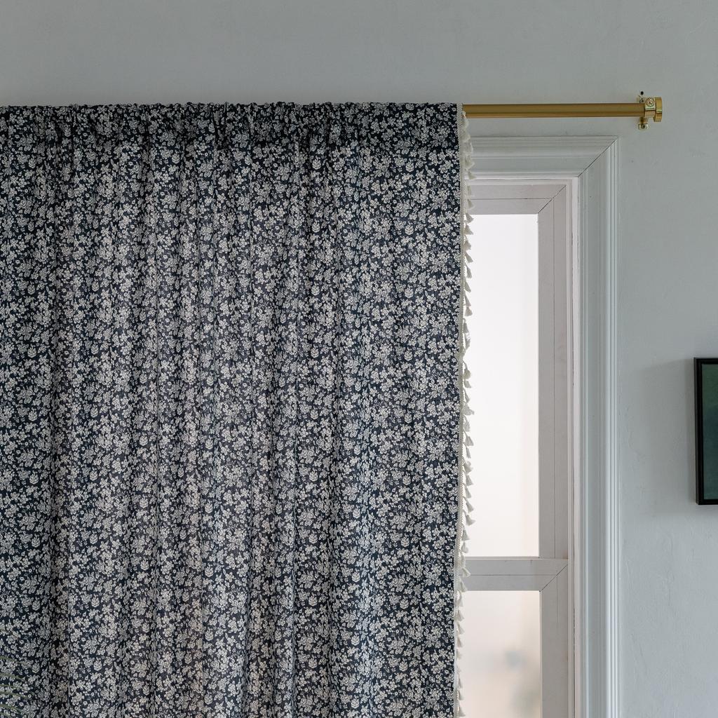 Finished Curtains Cotton And Linen Fabric Printing Floral Fresh Small Window Semi-Blackout Balcony Bay Window Curtain