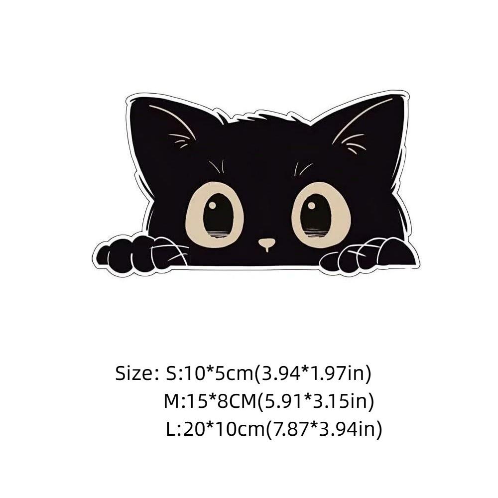 10pcs Peek-a-Boo PVC Decals Black Funny Kitty Decals Cartoon Car Styling Cover Laptop