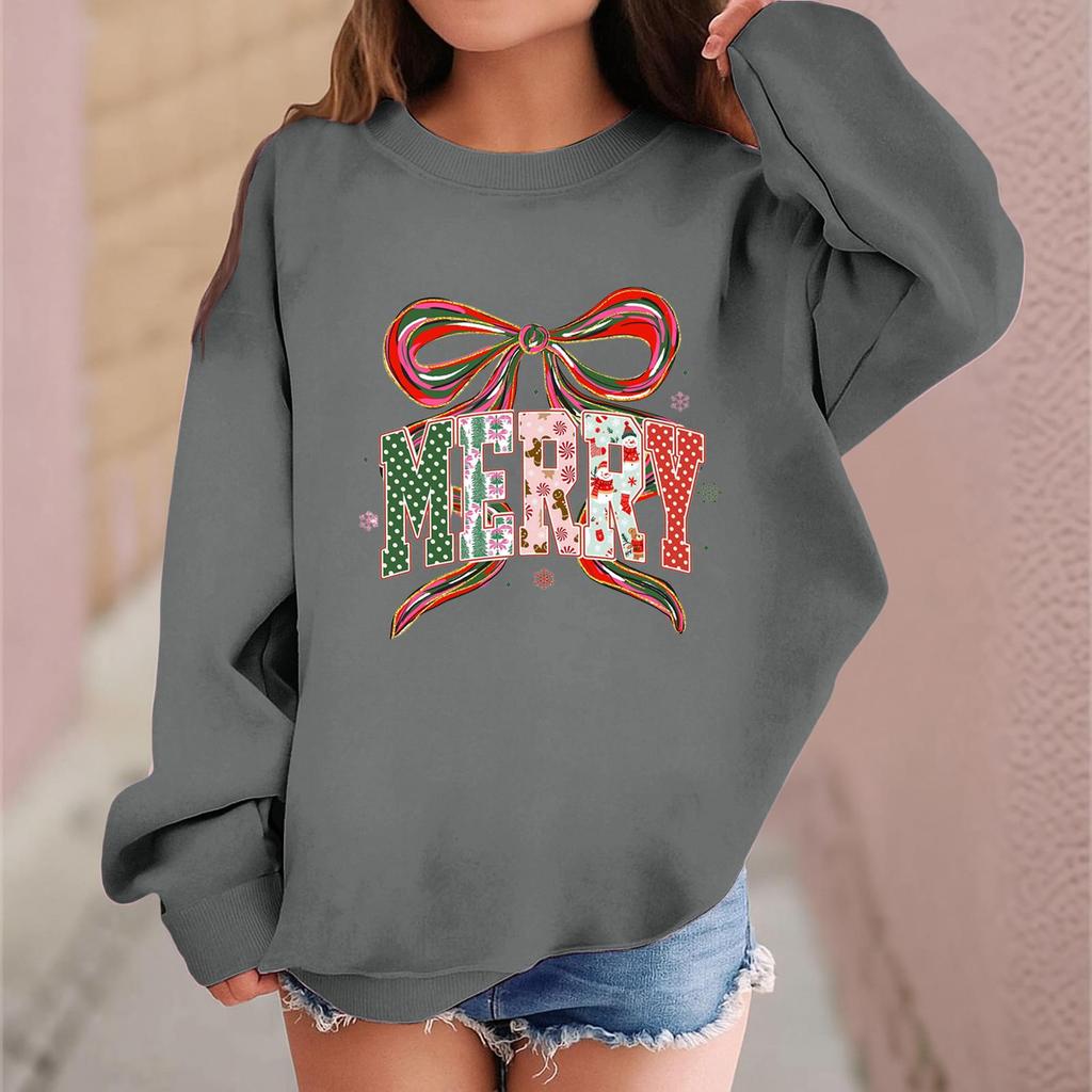 Children's Fashionable Casual Long-sleeved Loose Christmas Print Pullover Sweatshirt