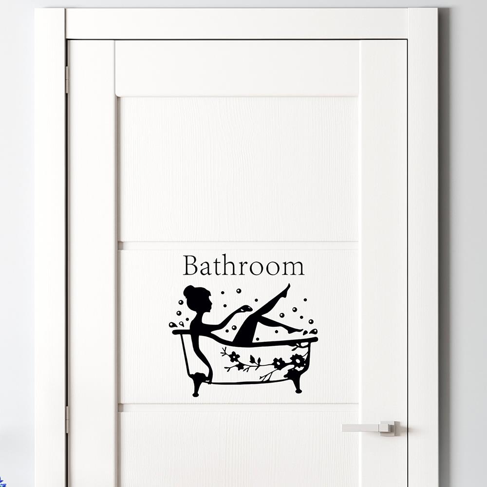Wall Window Decor Stickers Removable Bathroom Art Decal Door Stickers Bath Time Vinyl Door Sticker Self Adhesive PVC Wall Decal