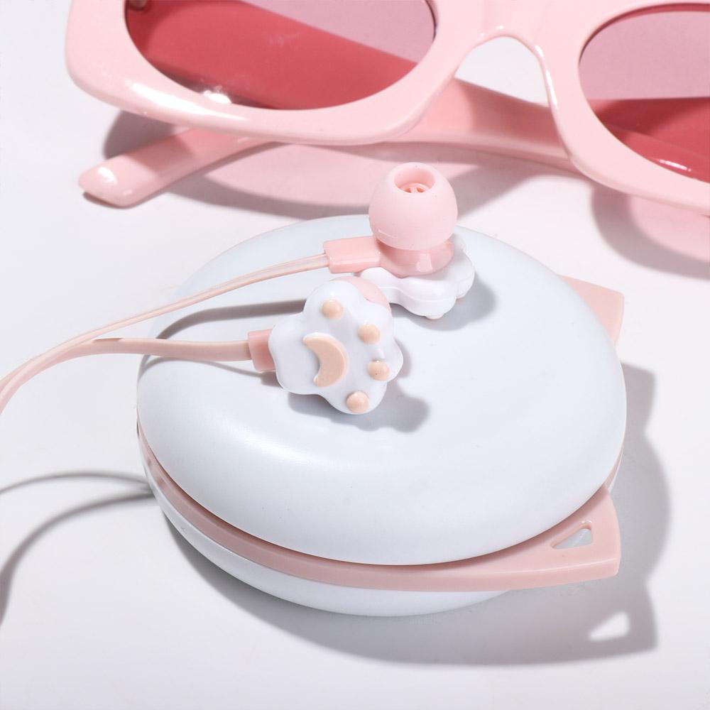 Case Microphone Cat Paw Bass sound Sport Earphones 3.5mm In-Ear Wired Headset Earphones With Mic