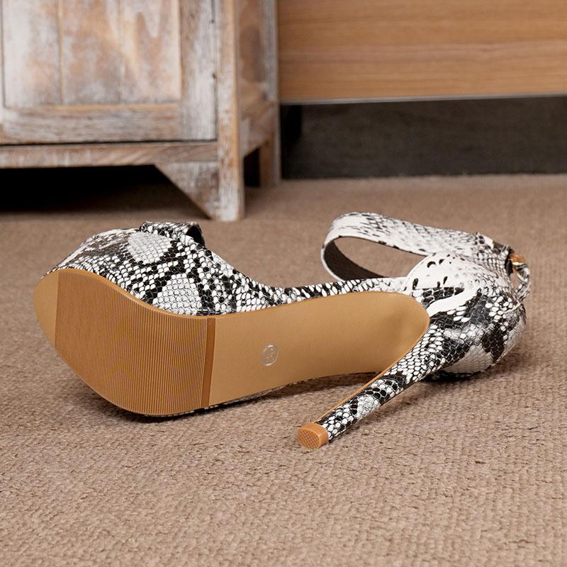 Eilyken Новые Сексуальные Босоножки Женские Леопардовый Принт Ультра Шпилька Высокий Каблук Туфли Пип То Ночной Клуб Молния Насосы