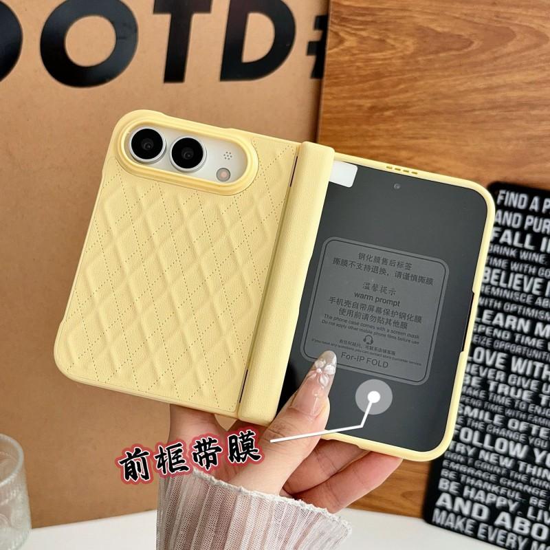 Magnetic Snap-on Case IPhone Duo With Full Coverage PU Leather Rhombus Shockproof Protection