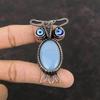 Angelite Pendant Blue Color Evil Eye Pendant Copper Wire Wrapped Pendant Handmade Copper Jewelry Owl Pendants Gift For Her Gemstone Jewelry