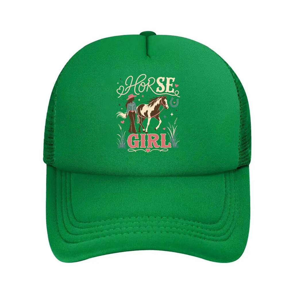 Western Riding Dream Horse Lover Mesh Baseball Cap Polyester Forward Observations Hat Adjustable Golf Hat Summer