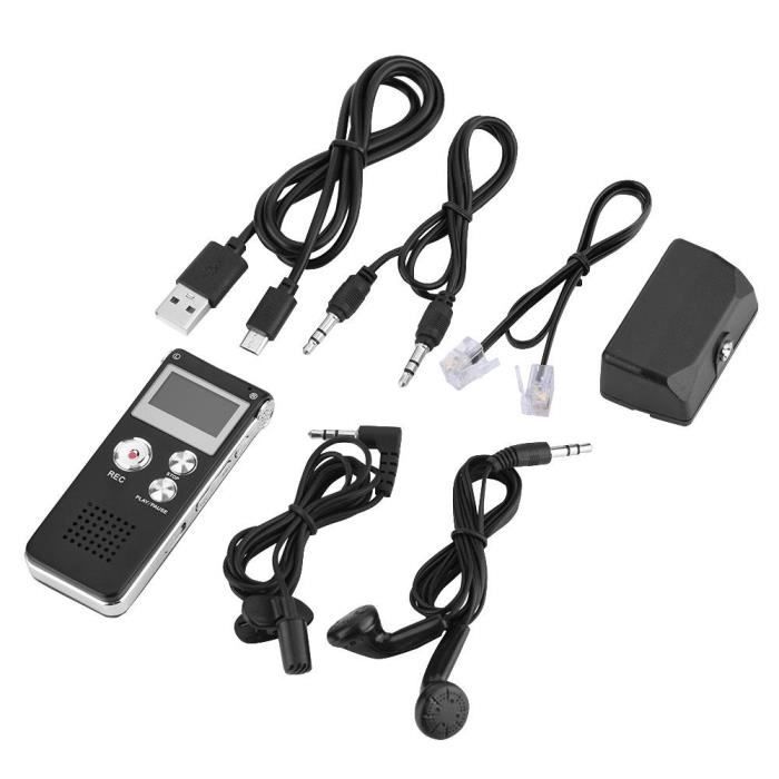 XUY Dictaphone Enregistreur vocal numérique 8 Go Noir