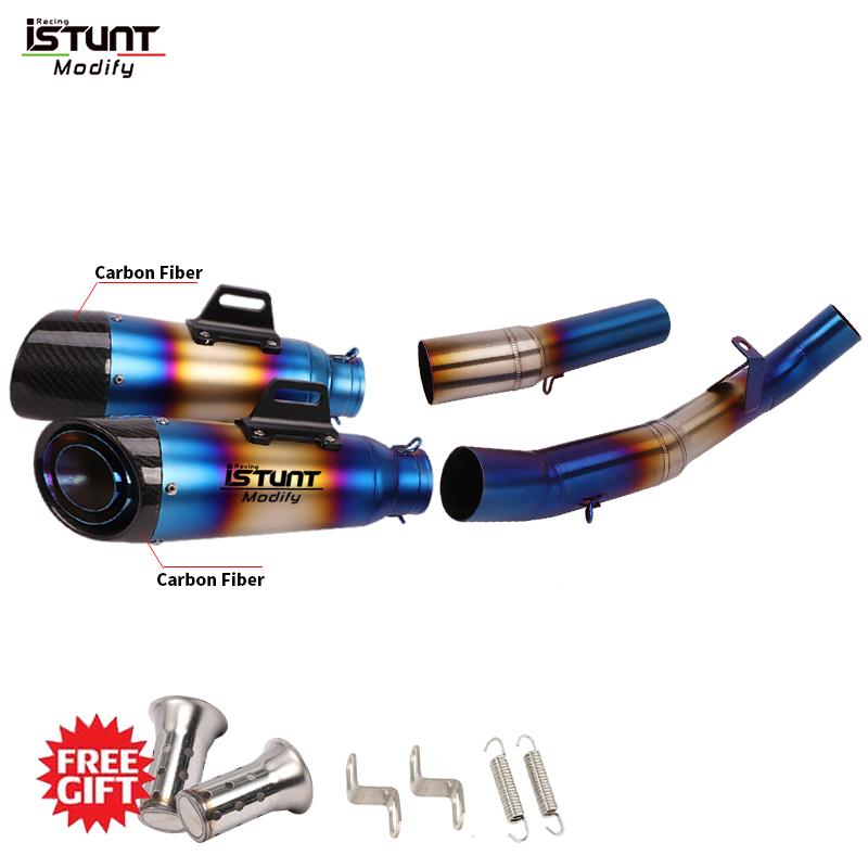 For Kawasaki Z1000 2007 2008 2009 Motorcycle Exhaust Escape Moto Modified Middle Link Pipe Carbon Fiber Muffler DB Killer