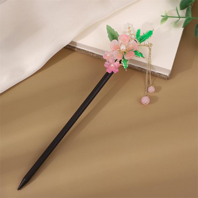 Ancient Style Tassel Hairpin - Imitation Ebony Wood, Hanfu Accessories, Chinese Jewelry for Women